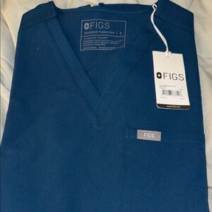 Figs Navy V-Neck Scrub Top